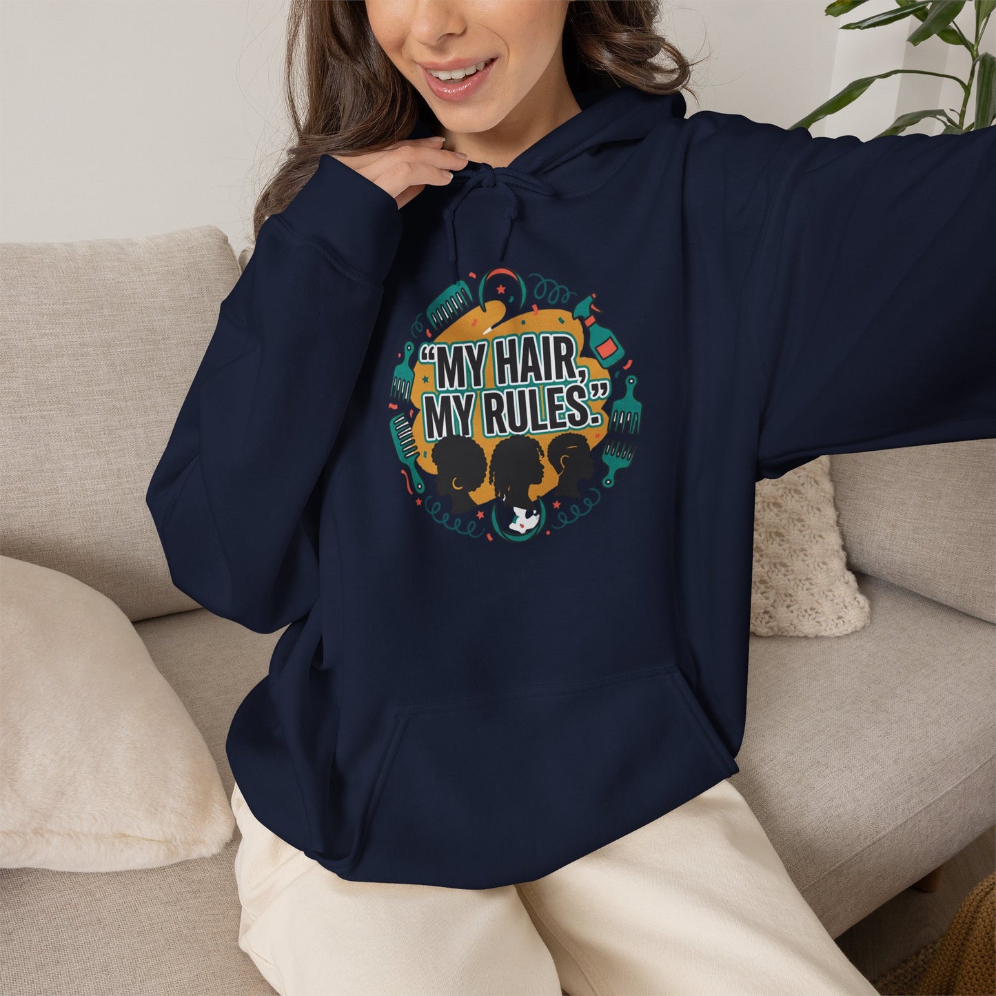 Hoodie — "My Hair, My Rules" Natural Hair Pride Graphic Hoodie