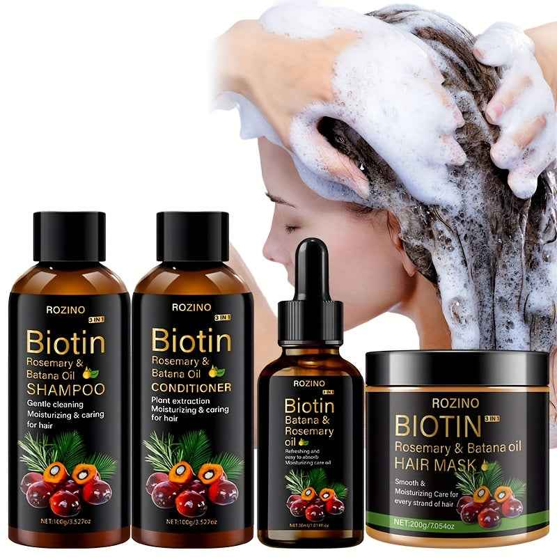 [Essential Oil Hair Mask Set] 4pcs Shampoo, Conditioner, Essential Oil Hair Mask Set | Deep Cleansing & Care, Moisturizing & Nourishing, Long-Lasting Fragrance, Hydration, Smooth Hair, Oil Controlled & Fluffy, All Hair Types