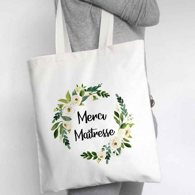 Fashion Personality French Flower Print Canvas Bag