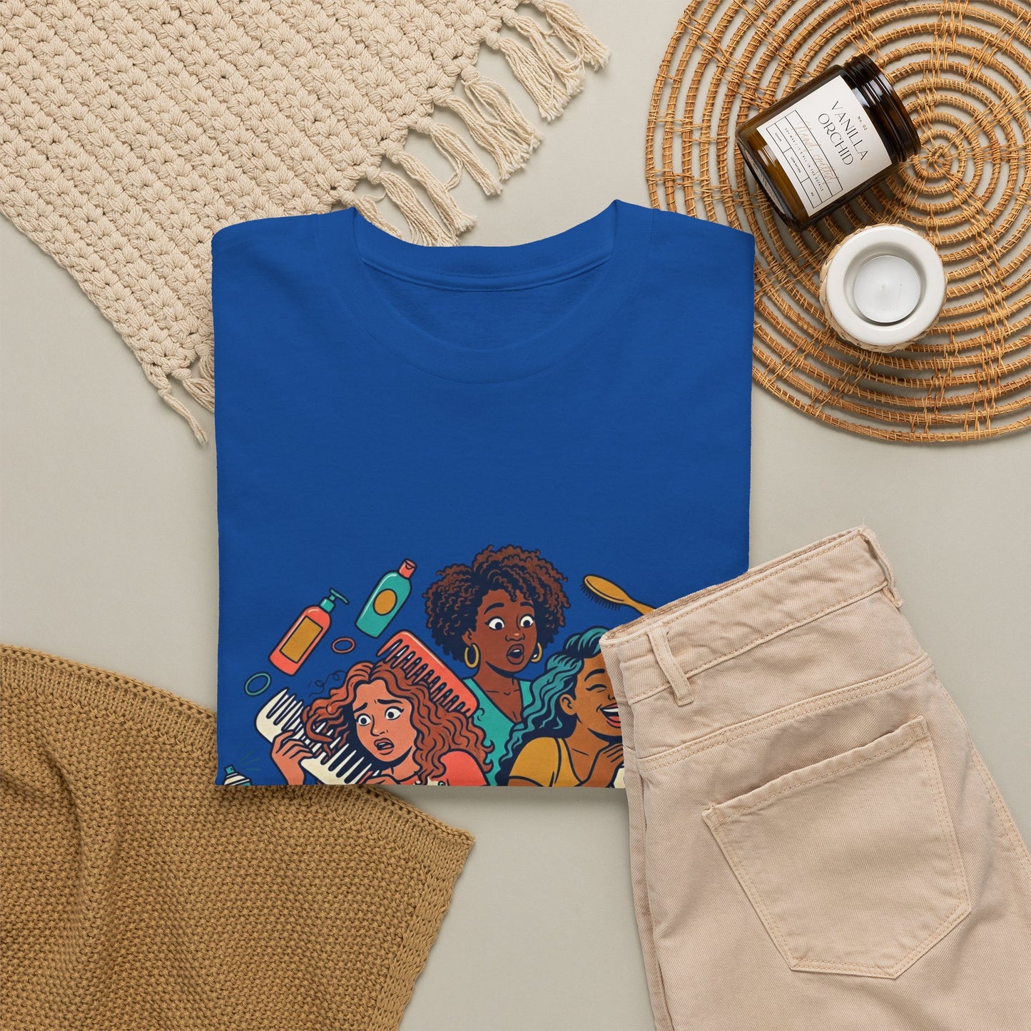 Curls & Chaos T-Shirt — Diverse Natural Hair Graphic Tee for Curly Hair Lovers