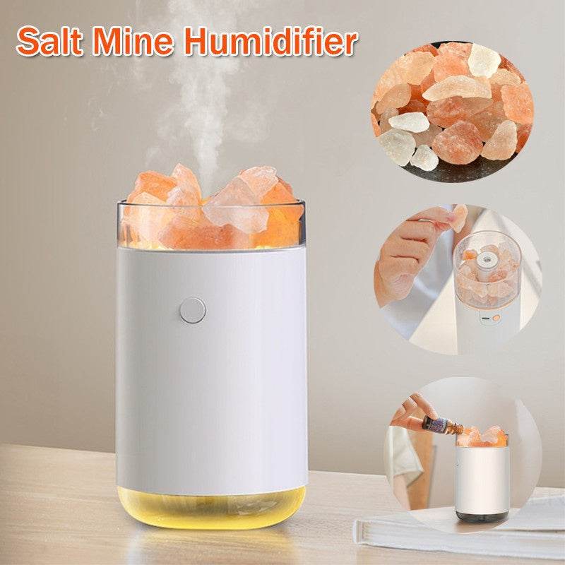 Air Humidifier Essential Oil Diffuser Crystal Salt Stone Ultrasonic Aromatherapy LED Lamp for Bedroom Home - NamafadStore
