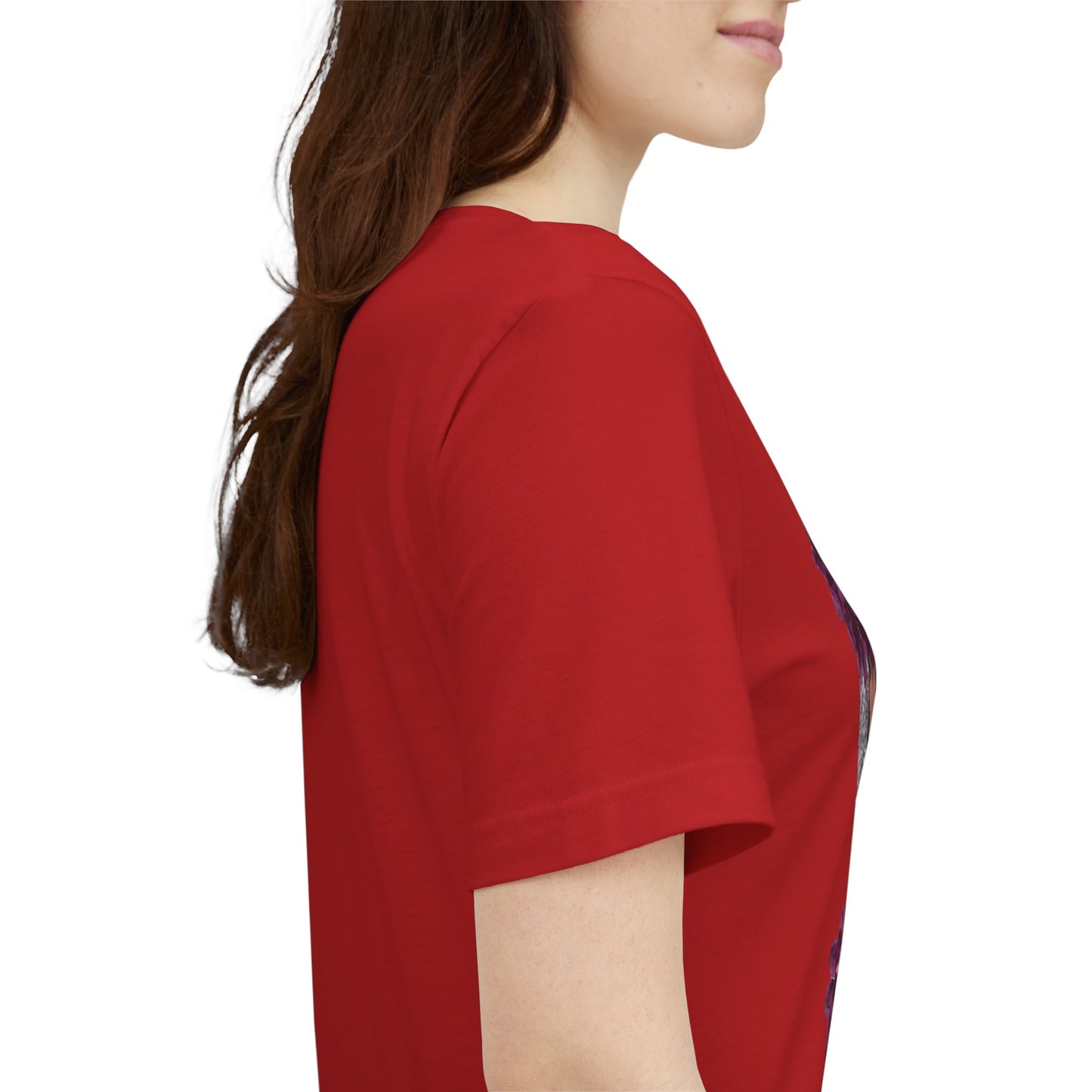 Floral Crown Fashion Tee — Glam Portrait Shirt with Purple Bloom Design