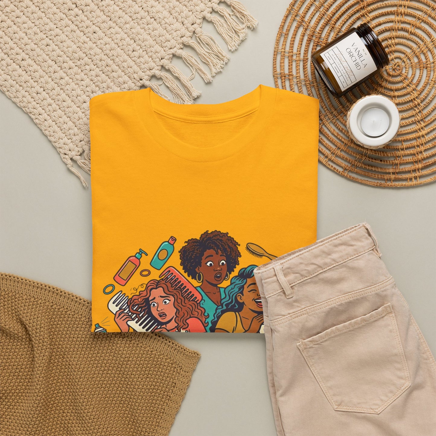 Curls & Chaos T-Shirt — Diverse Natural Hair Graphic Tee for Curly Hair Lovers