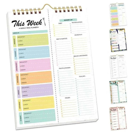 52 Sheets Meal Planning Pad Reusable Spiral Bound Weekly Meal Planner Wall-Mounted Tear-Off Design Schedule Management Book