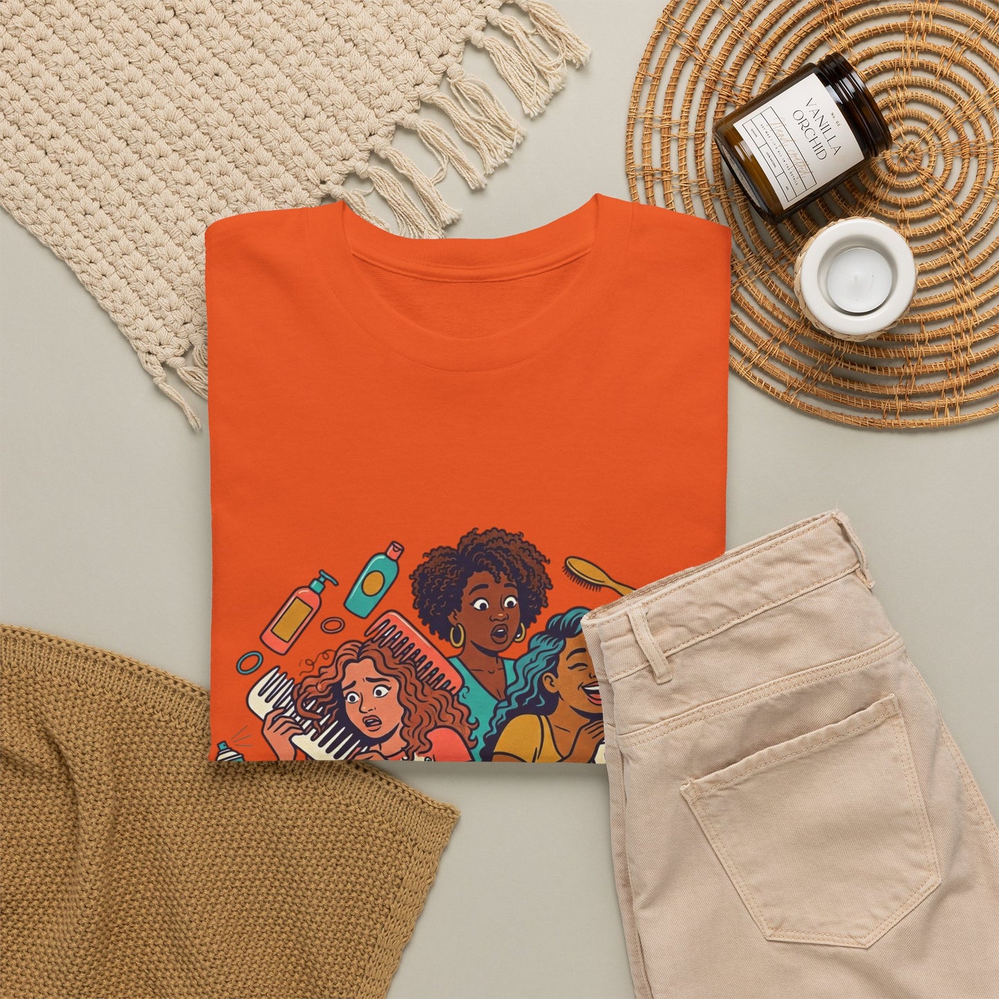 Curls & Chaos T-Shirt — Diverse Natural Hair Graphic Tee for Curly Hair Lovers