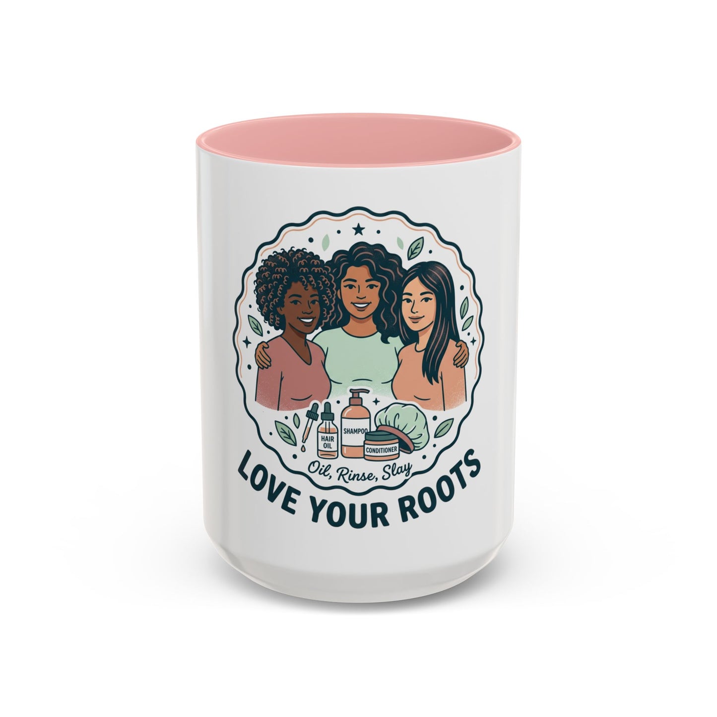 Love Your Roots Coffee Mug — Women’s Natural Hair Care Illustration (11/15oz)