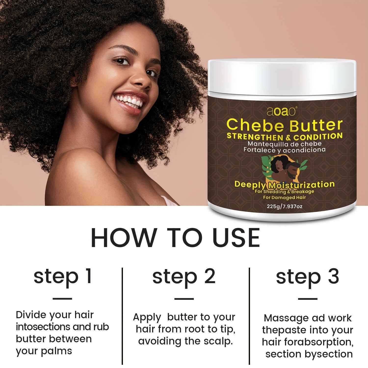 Moisturizing Chebe Cream with Natural Ingredients, Featuring Keratin, Jojoba Seed Oil, And Castor Oil, Designed to Deeply Nourish And Protect Damaged Hair