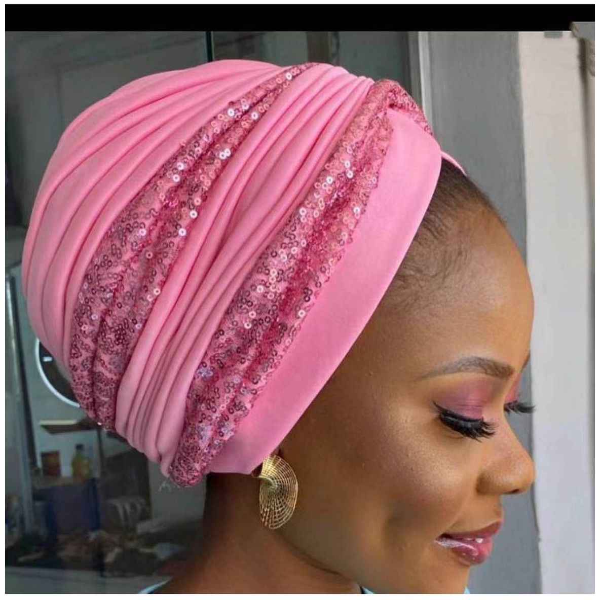 Garbled Cloth Sequined African Baotou Muslim Hat - Unique Style and Comfort - NamafadStore