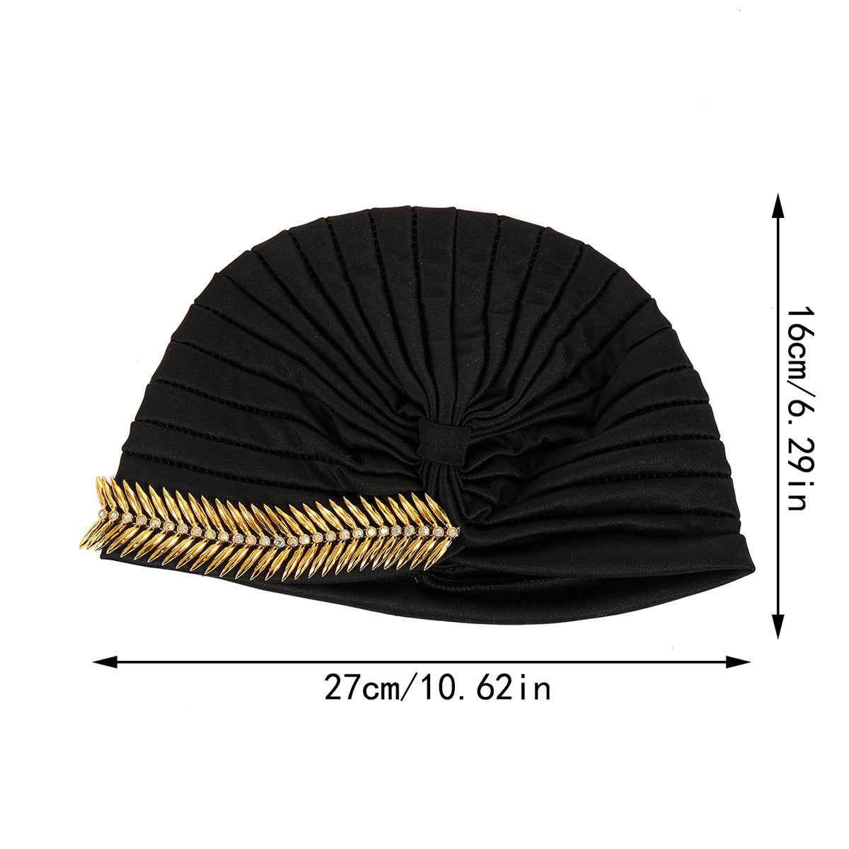 Rhinestone Pleated Turban Cap for Women – Elastic Head Wrap, Ramadan Hijab, Chemo & Wedding Headscarft