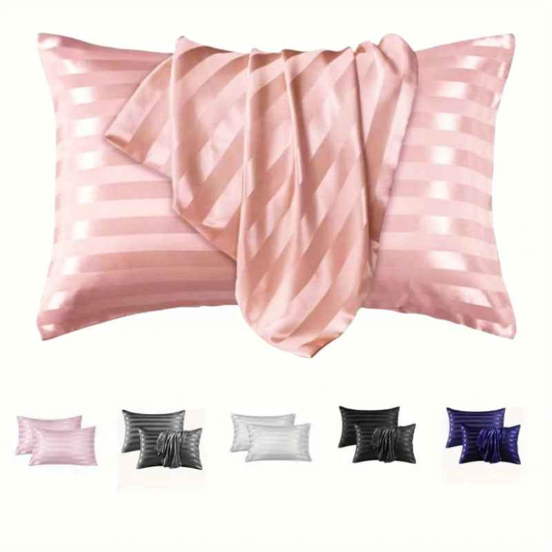 Satin Stripe Envelope Pillowcase – Soft Luxury Bedding for Women