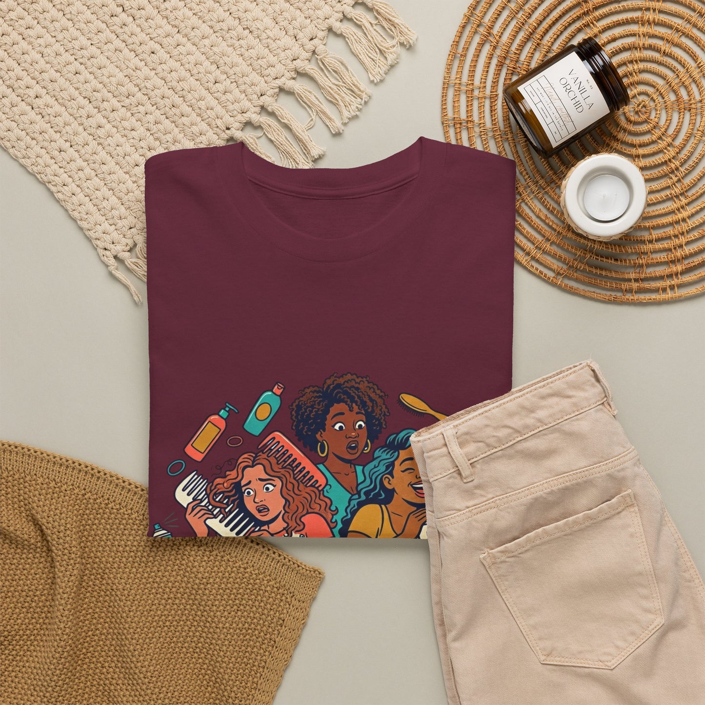 Curls & Chaos T-Shirt — Diverse Natural Hair Graphic Tee for Curly Hair Lovers