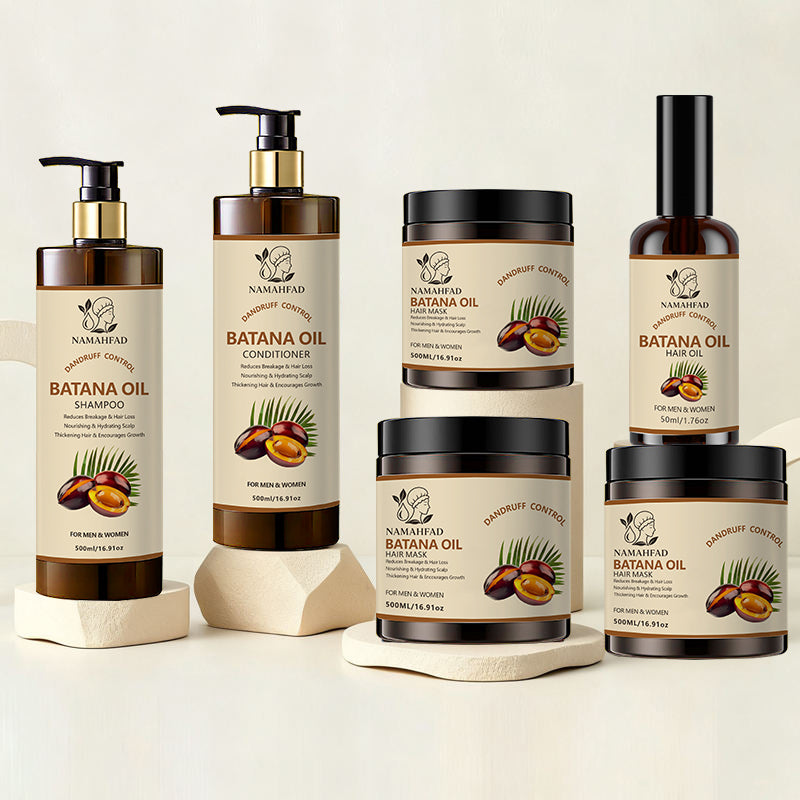 Namahfad Batana Oil Full Haircare Set – Shampoo, Conditioner, Hair Mask & Hair Oil + Satin Bonnet | Thickening, Hydrating & Anti‑Breakage | Pure Batana Oil for Hair Growth