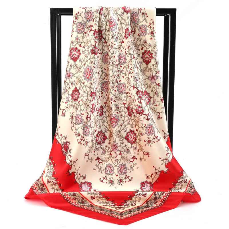 Women’s Silk-Like Satin Printed Scarf – Elegant Lightweight Fashion Accessory