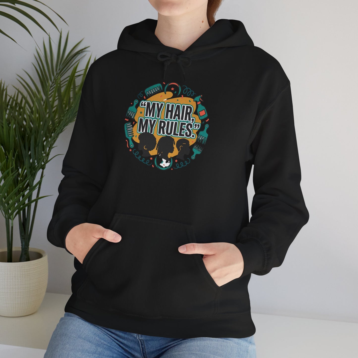 Hoodie — "My Hair, My Rules" Natural Hair Pride Graphic Hoodie