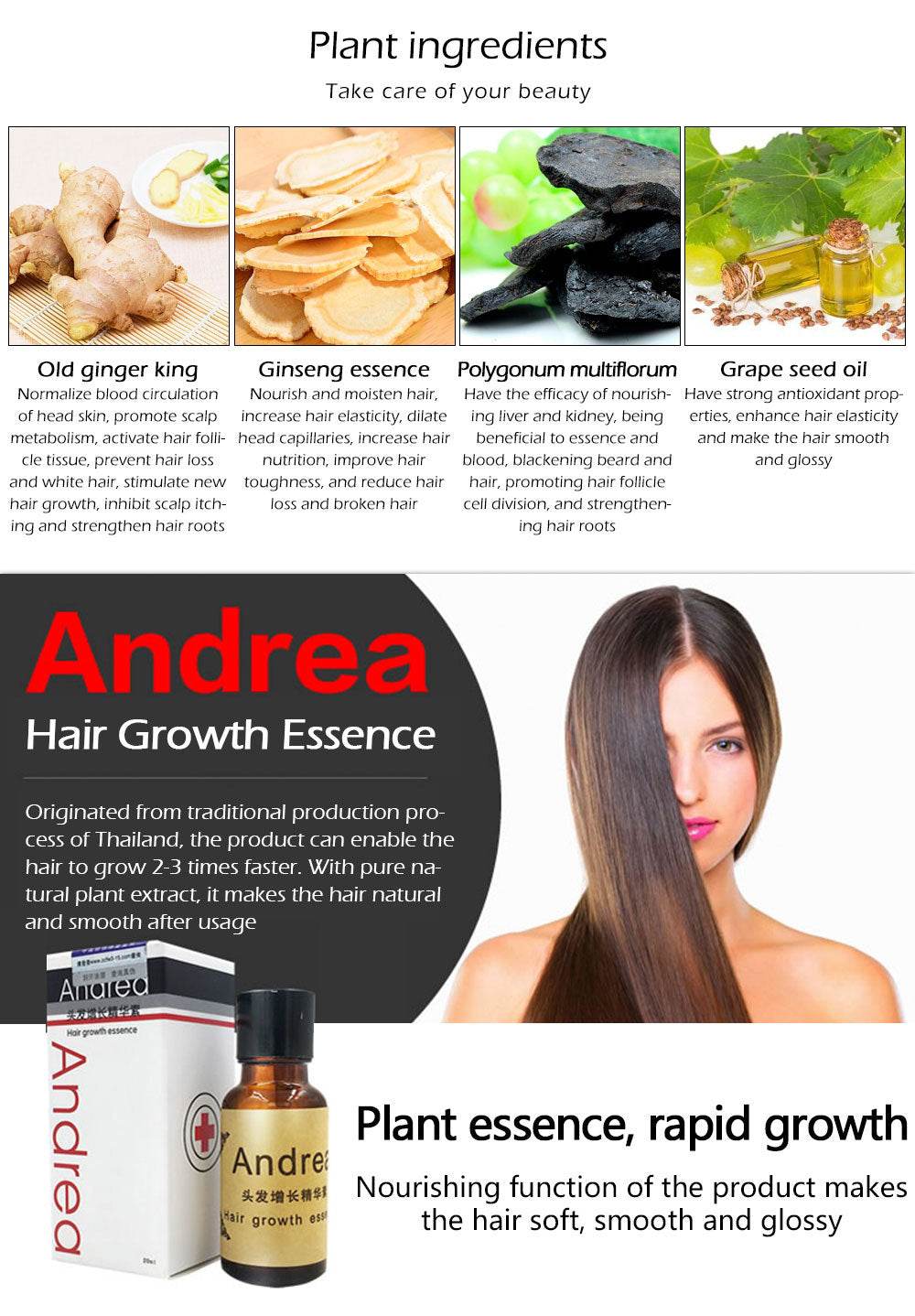 Hair Growth Liquid 20ml for Dense Hair Andrea Hairstyle Keratin Hair Care Styling Sunburst - NamafadStore