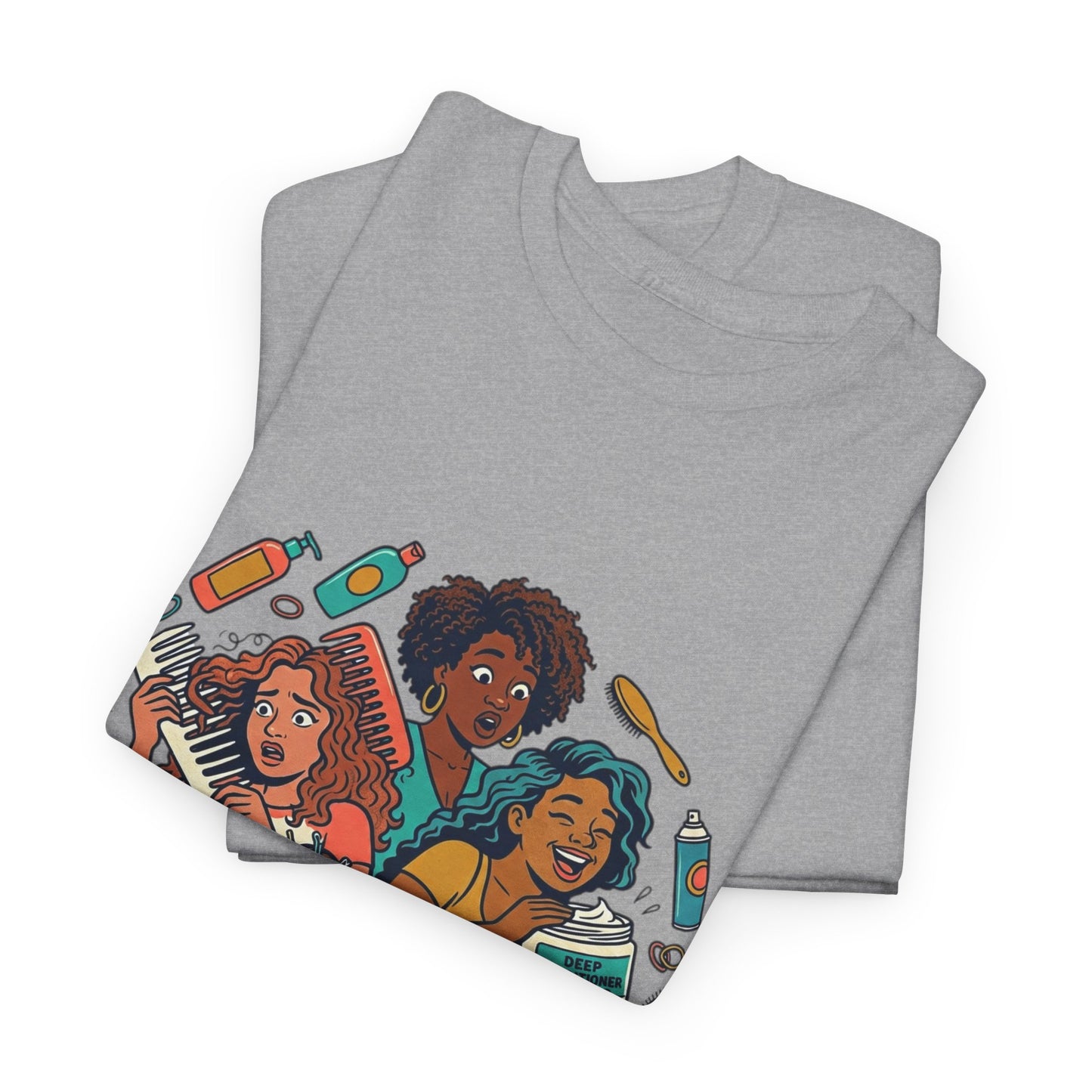 Curls & Chaos T-Shirt — Diverse Natural Hair Graphic Tee for Curly Hair Lovers