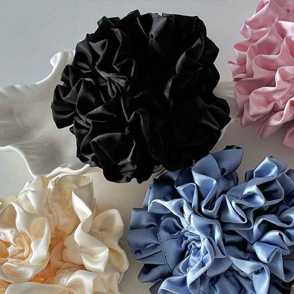 Satin Pleated Hydrangea Hair Ring – Large Flower Headdress, Elegant Women’s Hair Accessory