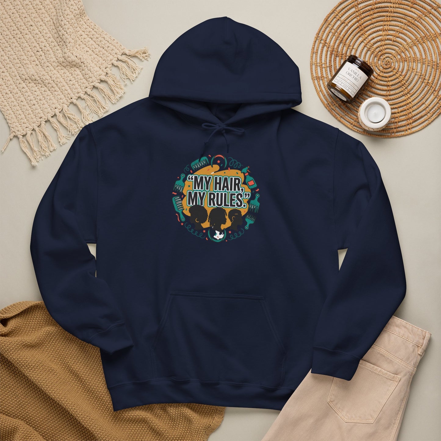 Hoodie — "My Hair, My Rules" Natural Hair Pride Graphic Hoodie