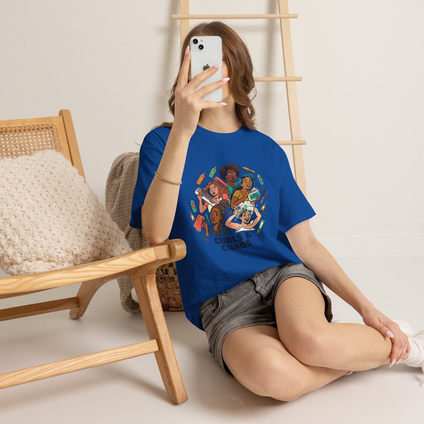 Curls & Chaos T-Shirt — Diverse Natural Hair Graphic Tee for Curly Hair Lovers