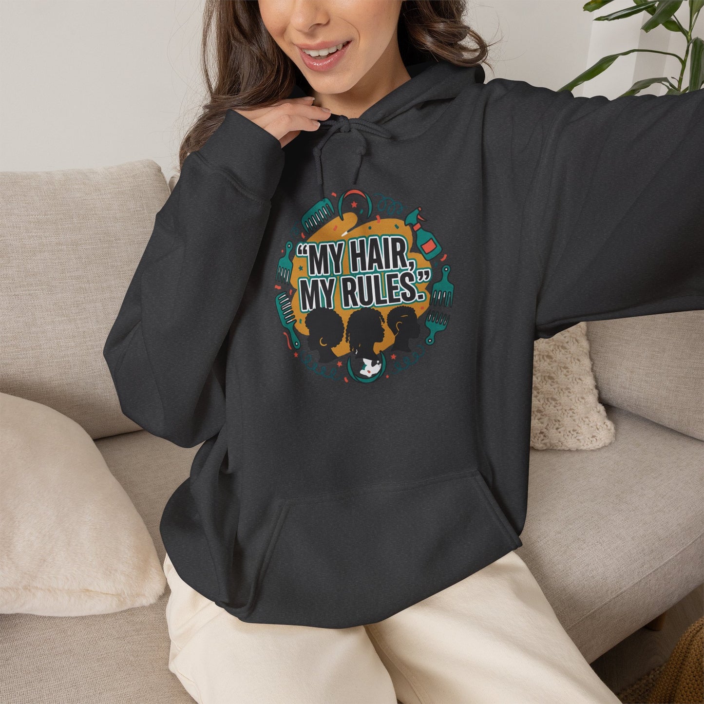 Hoodie — "My Hair, My Rules" Natural Hair Pride Graphic Hoodie