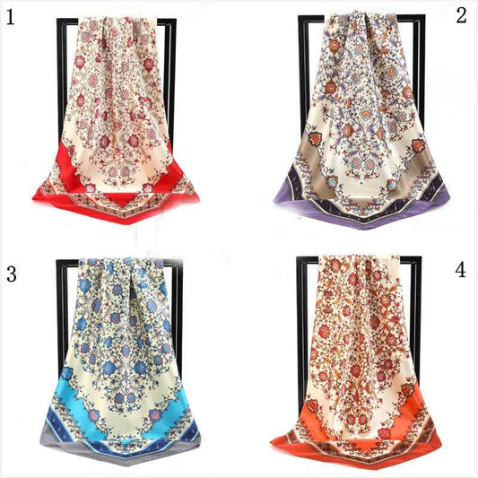 Women’s Silk-Like Satin Printed Scarf – Elegant Lightweight Fashion Accessory