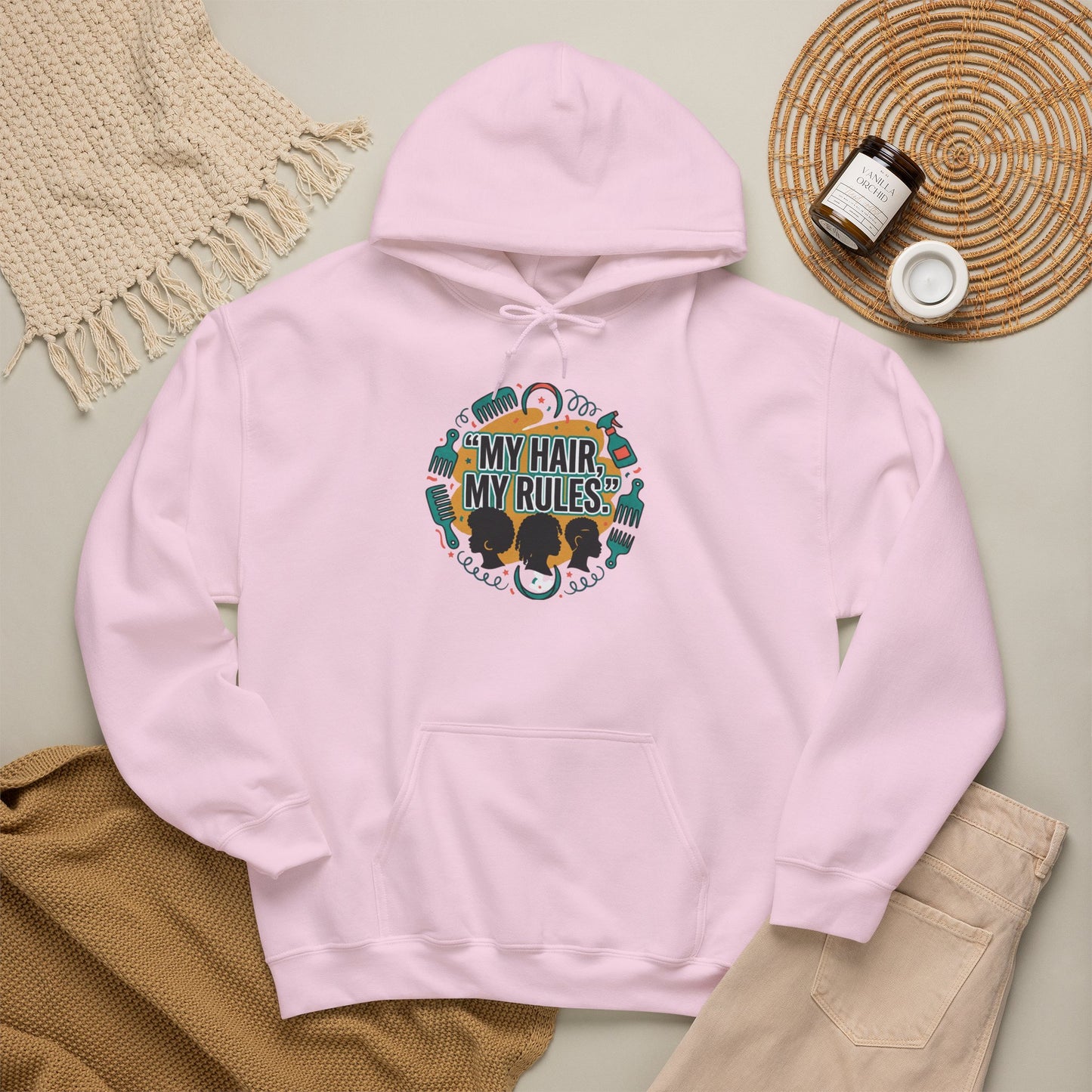 Hoodie — "My Hair, My Rules" Natural Hair Pride Graphic Hoodie