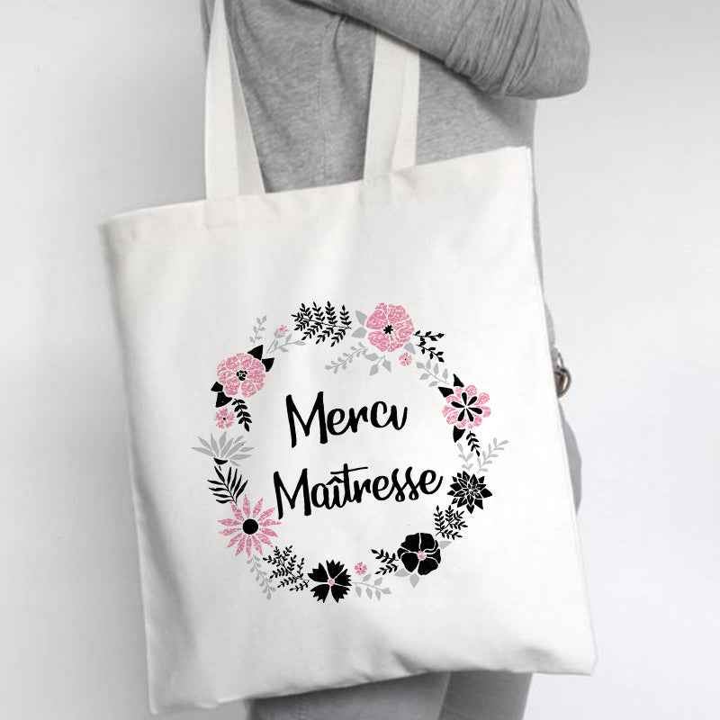 Fashion Personality French Flower Print Canvas Bag