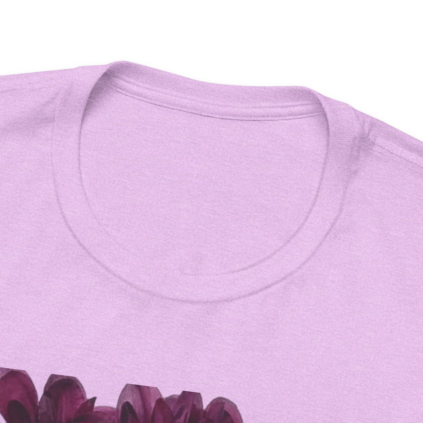 Floral Crown Fashion Tee — Glam Portrait Shirt with Purple Bloom Design