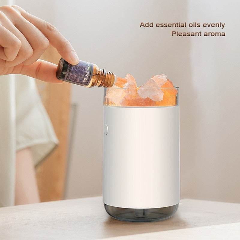 Air Humidifier Essential Oil Diffuser Crystal Salt Stone Ultrasonic Aromatherapy LED Lamp for Bedroom Home - NamafadStore