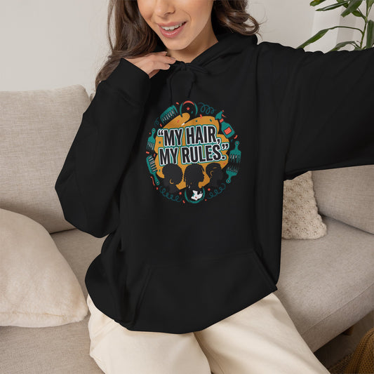 Hoodie — "My Hair, My Rules" Natural Hair Pride Graphic Hoodie