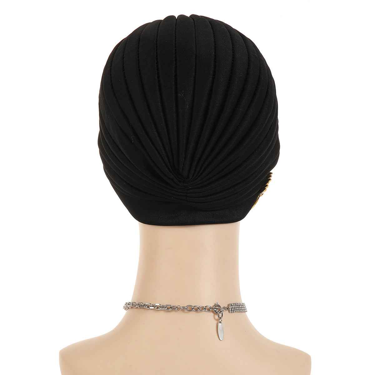 Rhinestone Pleated Turban Cap for Women – Elastic Head Wrap, Ramadan Hijab, Chemo & Wedding Headscarft