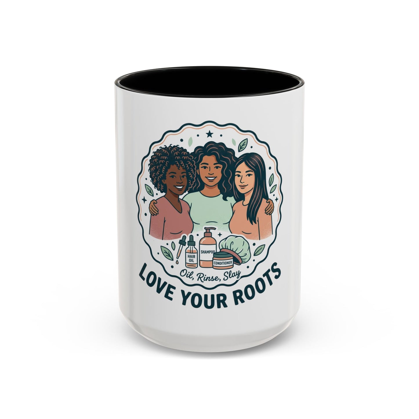Love Your Roots Coffee Mug — Women’s Natural Hair Care Illustration (11/15oz)