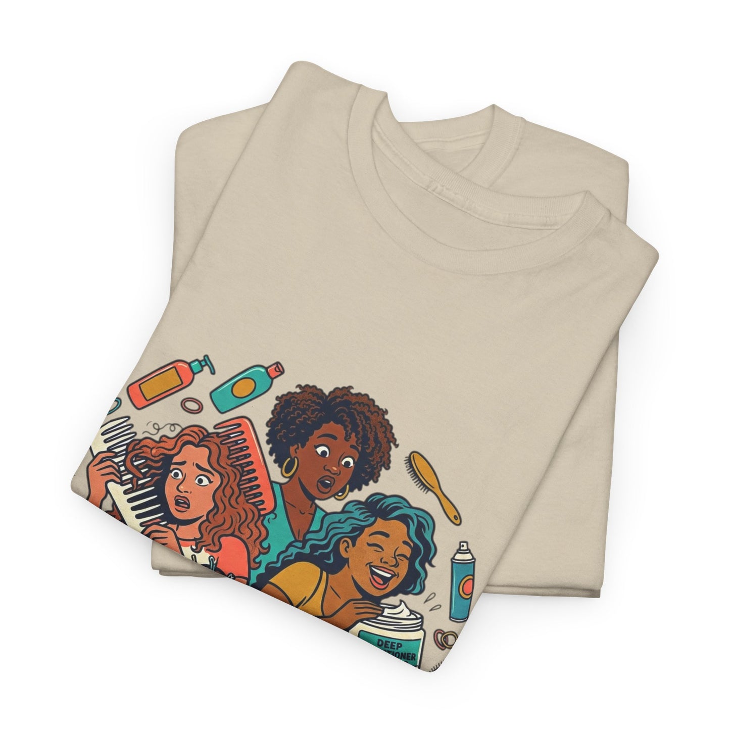 Curls & Chaos T-Shirt — Diverse Natural Hair Graphic Tee for Curly Hair Lovers