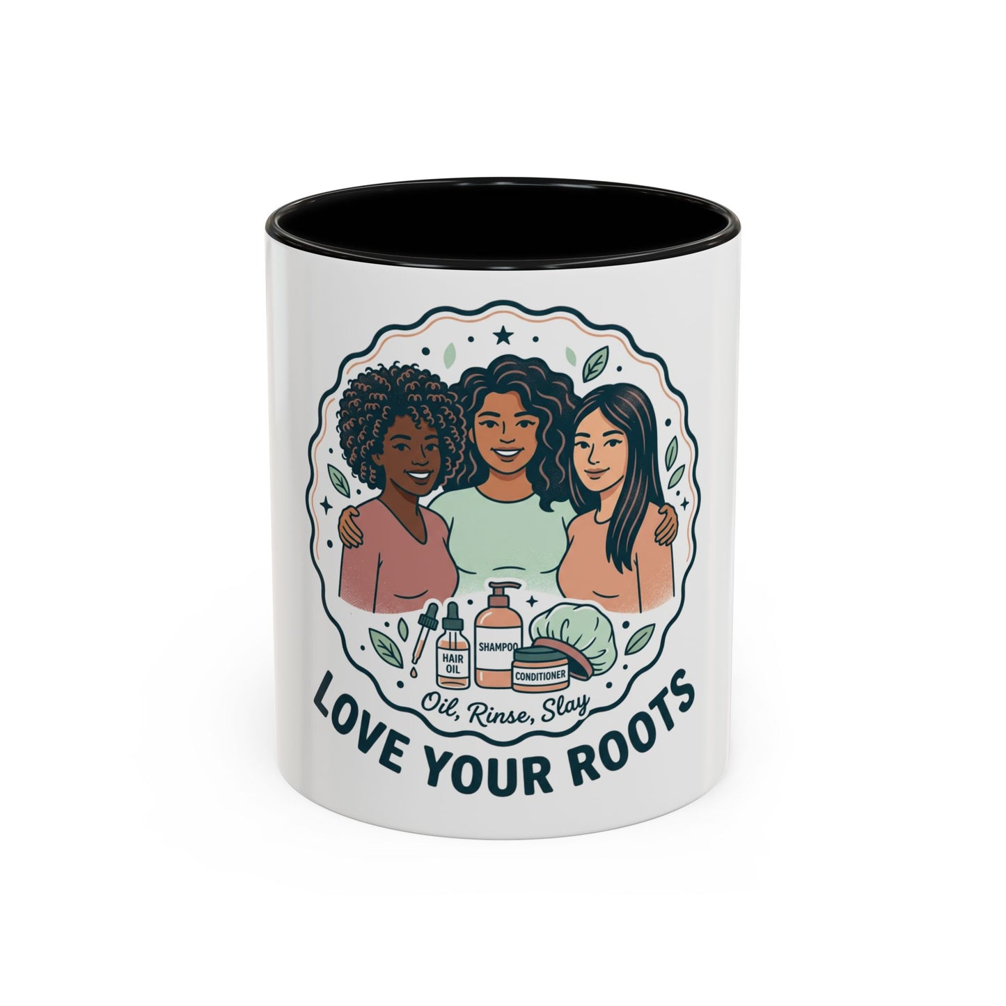 Love Your Roots Coffee Mug — Women’s Natural Hair Care Illustration (11/15oz)
