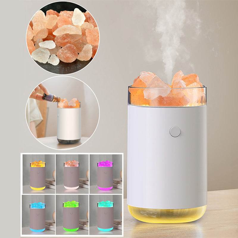 Air Humidifier Essential Oil Diffuser Crystal Salt Stone Ultrasonic Aromatherapy LED Lamp for Bedroom Home - NamafadStore