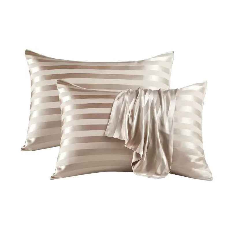 Satin Stripe Envelope Pillowcase – Soft Luxury Bedding for Women