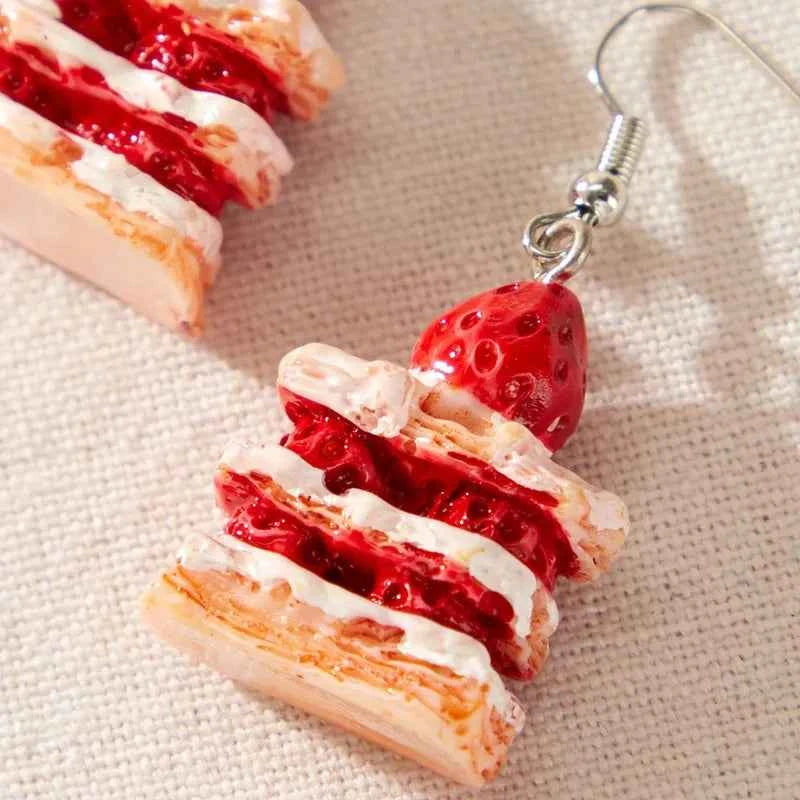 New Fashion Strawberry Cake Earrings For Women Resin Handmade Cute Watermelon Lemon Drop Earring Girl Birthday Ear Jewelry Gifts