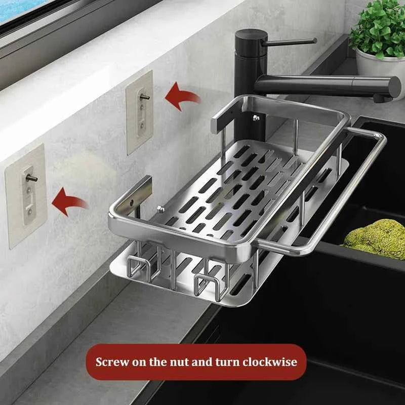 1pcs Multifunctional Wall-mounted Drain Rack Kitchen Rack Punch-free Rag Rack Spice Rack Sink Storage Rack Kitchen Supplies