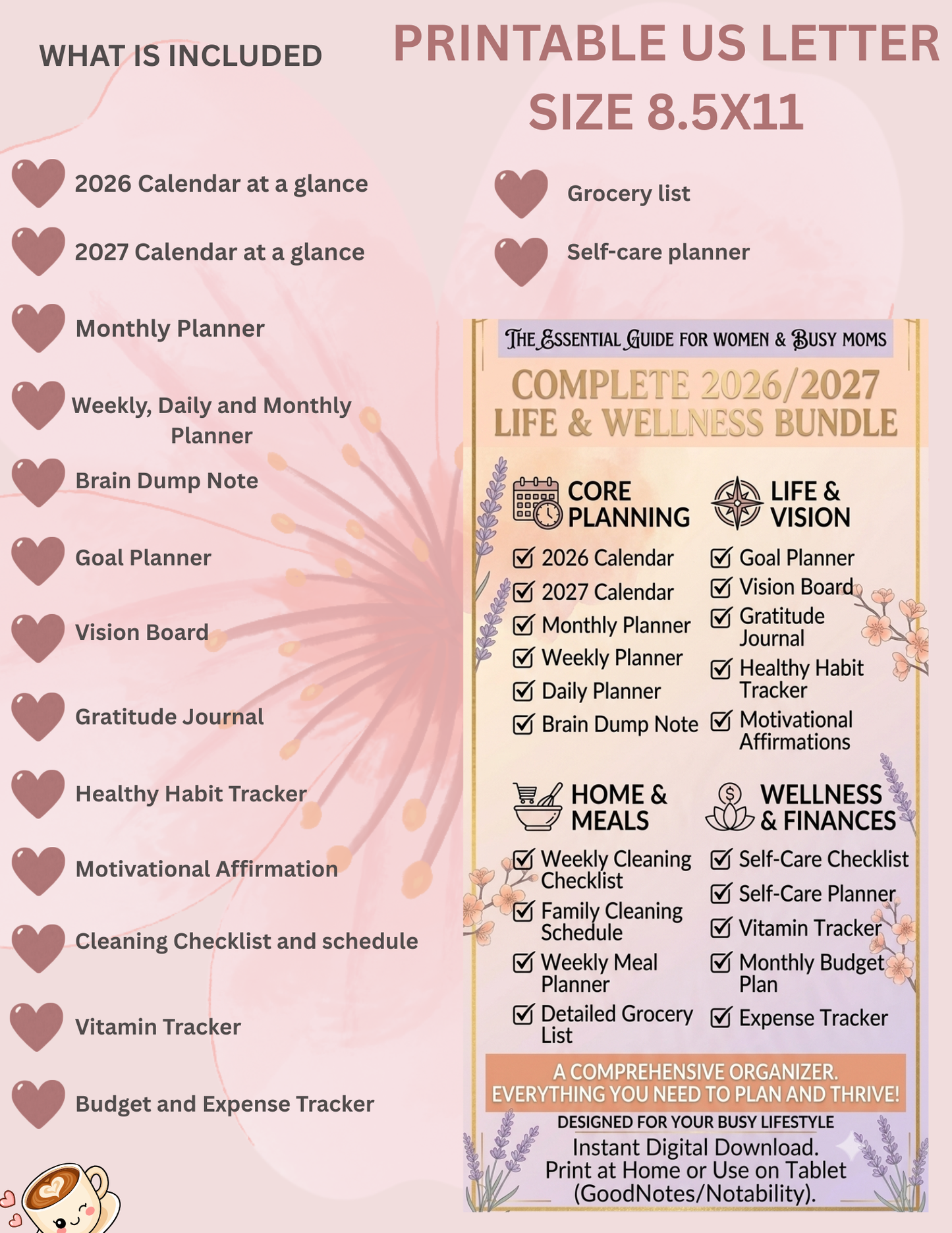 Ultimate 2026/2027 Life & Wellness Planner Bundle for Women & Moms | All-In-One Digital Organizer, Budget, Self-Care, Meal Prep Toolkit, GoodNotes Notability