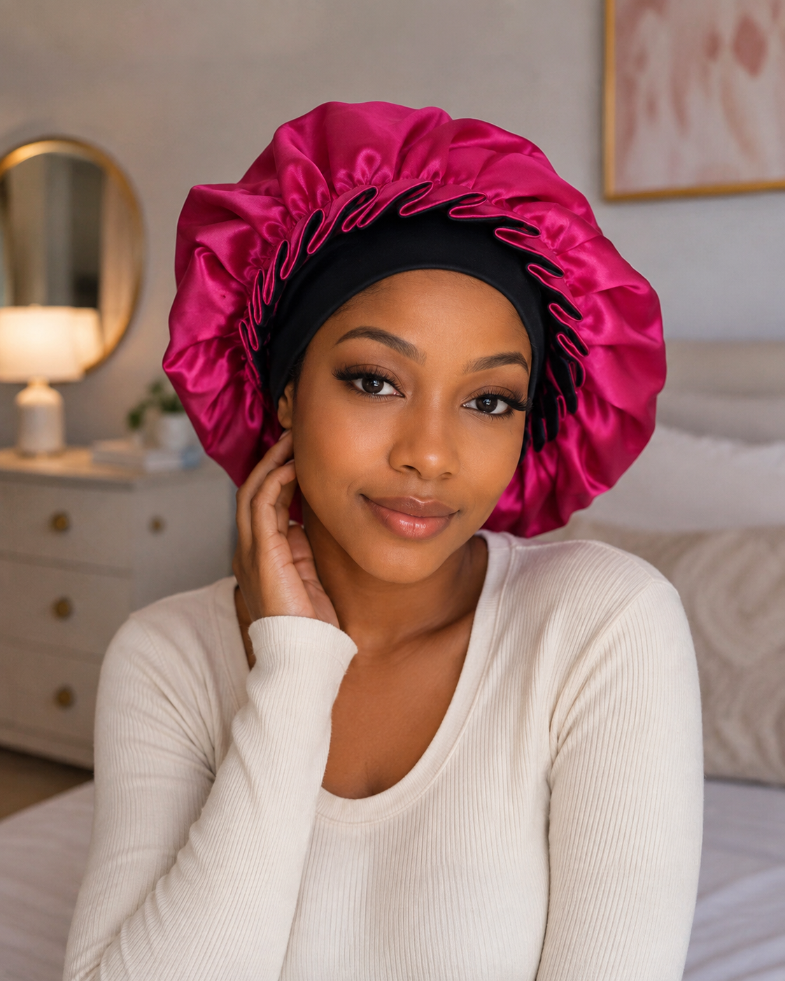 Lace Luxury Sleep Hat for Women – Soft Hair Cap for Curly Hair