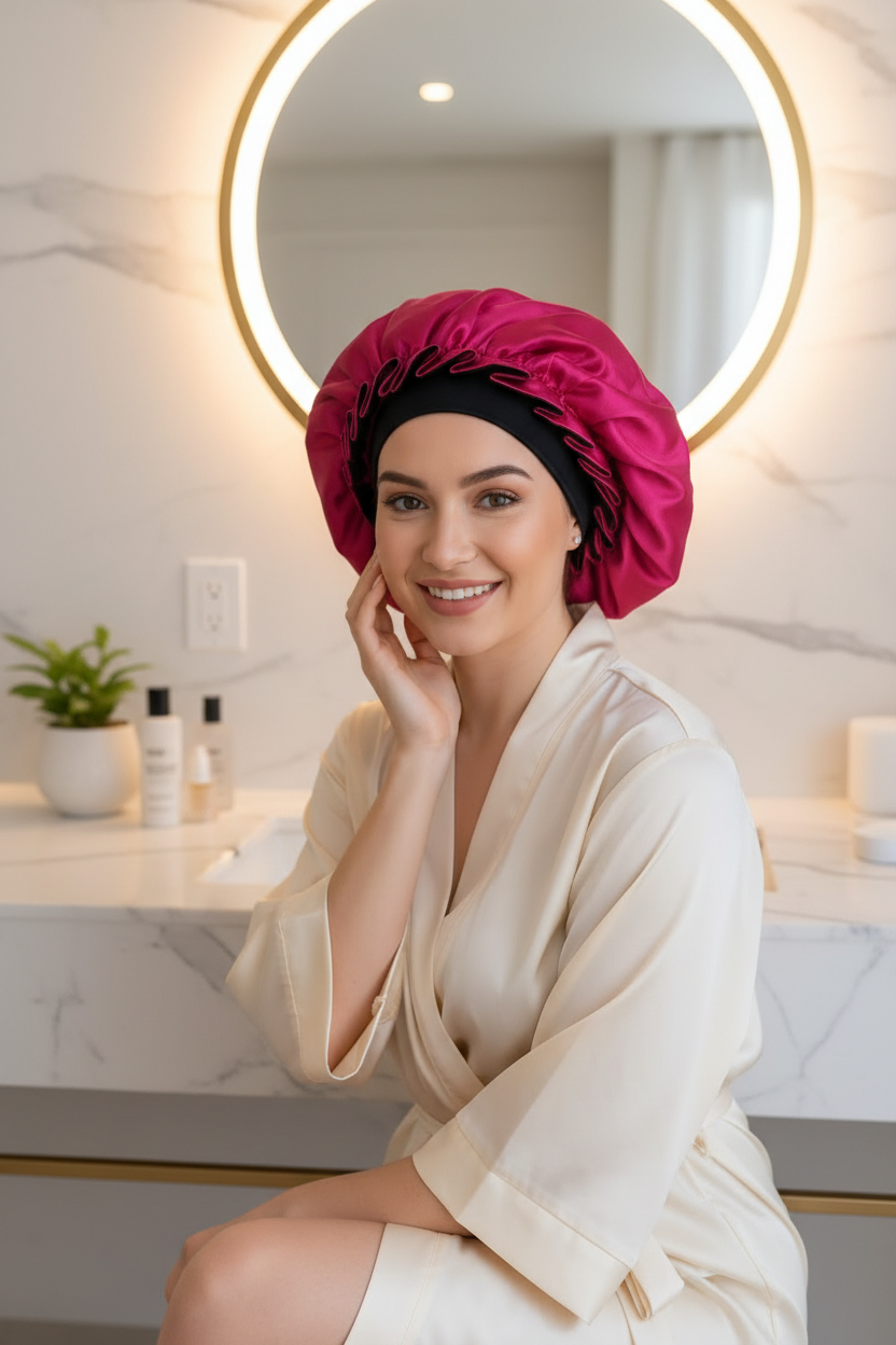 Lace Luxury Sleep Hat for Women – Soft Hair Cap for Curly Hair