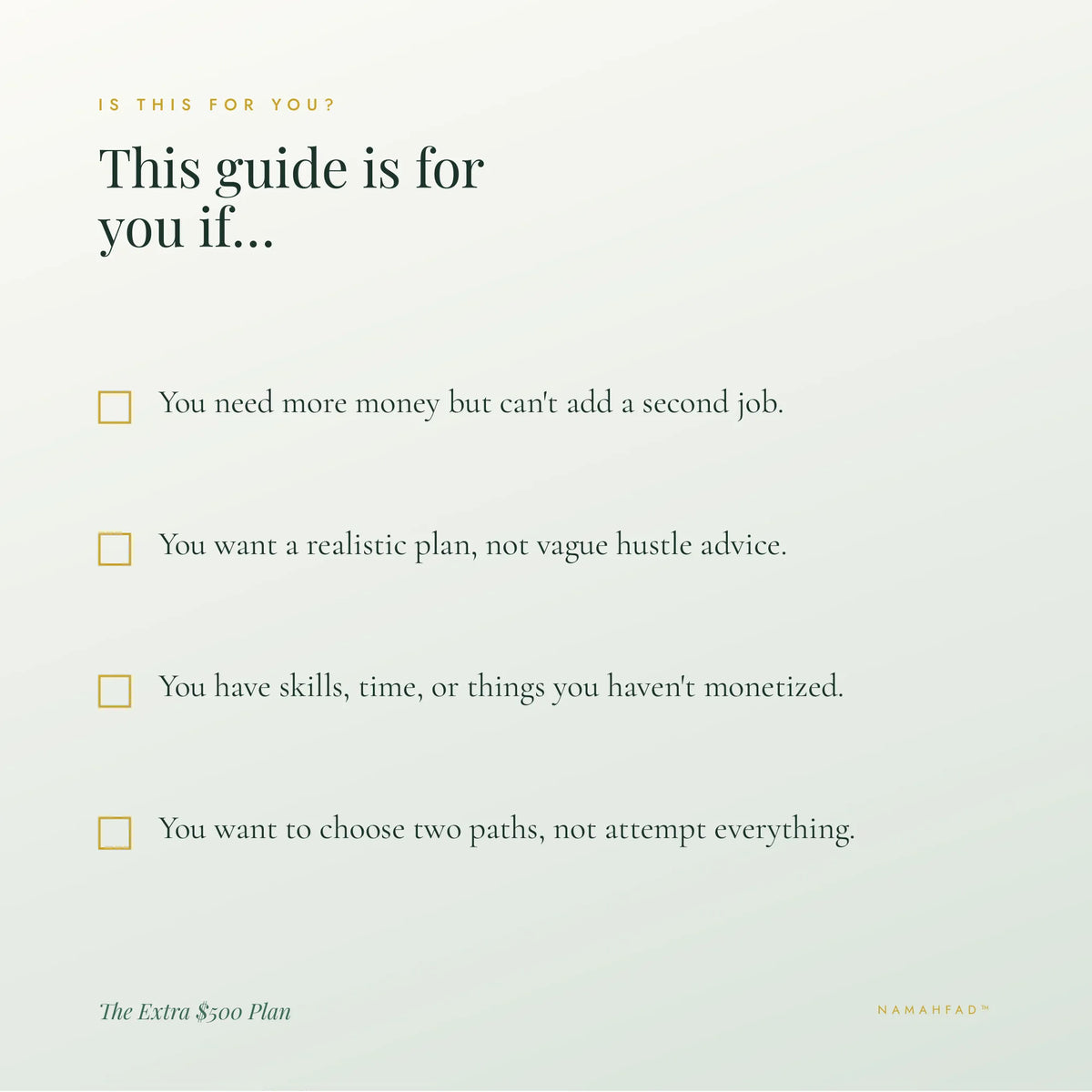 The Extra $500 Plan: A Practical Guide for Women Who Need More Money Without a Second Job