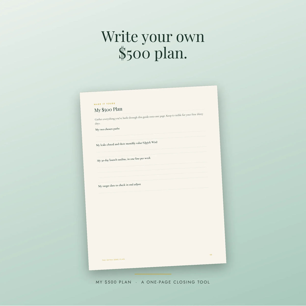 The Extra $500 Plan: A Practical Guide for Women Who Need More Money Without a Second Job
