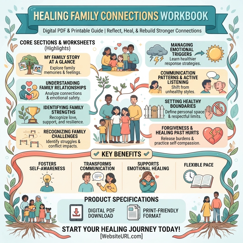 Healing Family Connections Workbook | Digital PDF &amp; Printable Guide