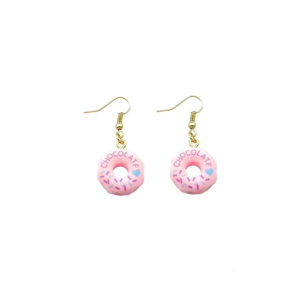 Cute Donuts Chocolate Earring For Women Resin  Biscuits Drop Earrings Children Handmade Jewelry DIY Gifts