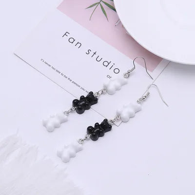 Sequins Resin Gummy Candy Colour Bear Dangle Earrings For Women Girl DIY Cartoon Animal Bear Earrings Creative Drop Jewelry Gift