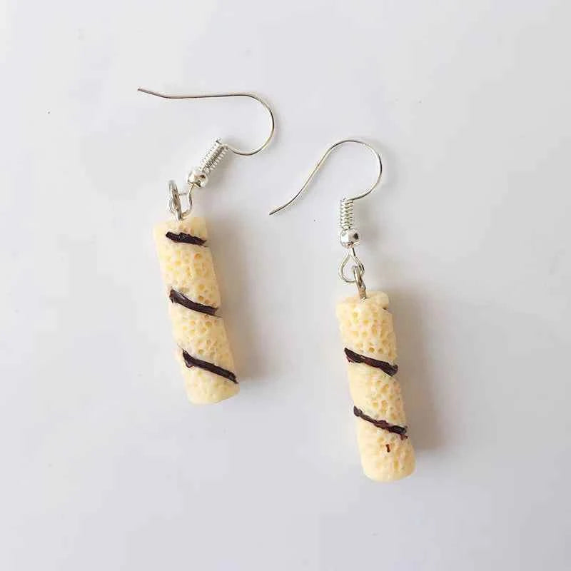Fashion Cute Funny Chocolate Cake Drop Earrings For Women Girl Geometric Food Shape Donuts Cookies Dangle Earrings Party Jewelry