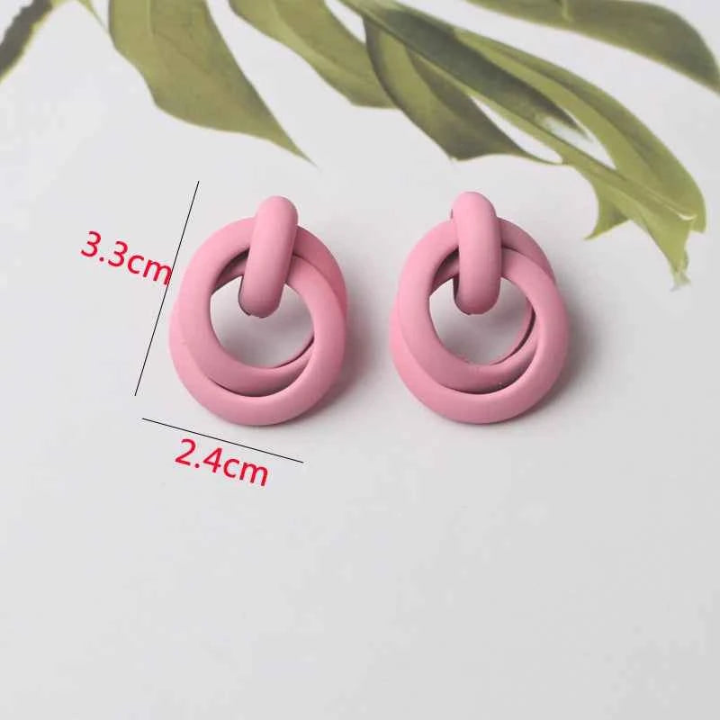 Pink Color Dangle Earrings for Women Korean Fashion Flower Long Hanging Earrings Butterfly Heart Pendants Twist Drop Earrings