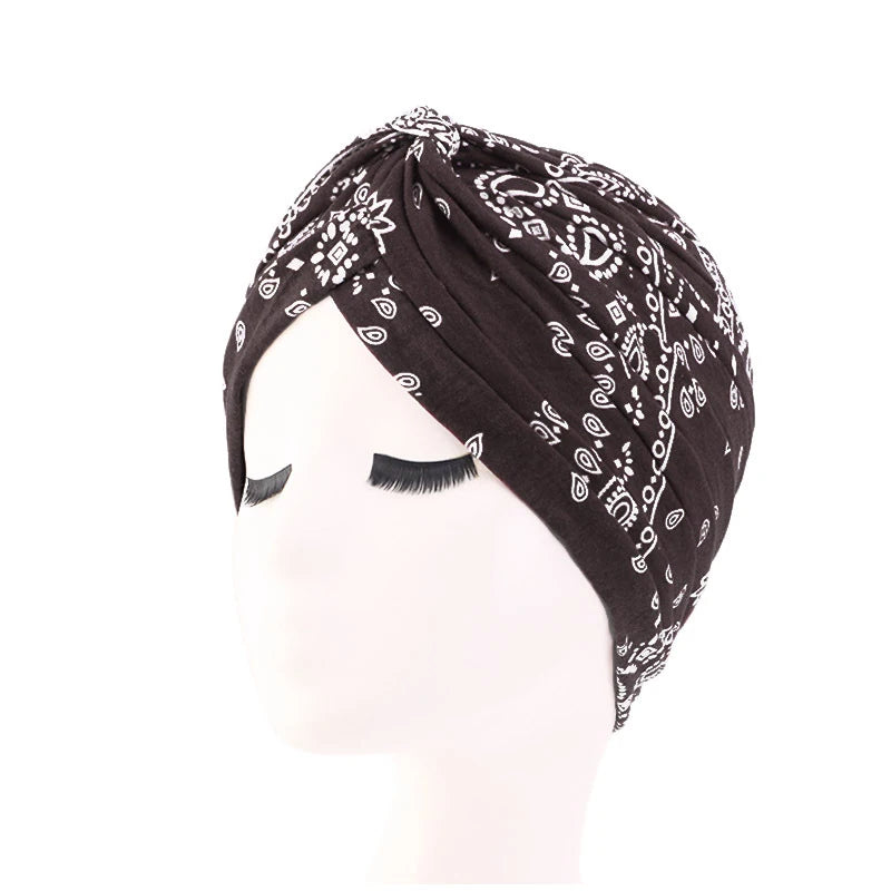 New Africa Hijab Caps Soft Stretchy Turban Head Wrap with Floral Design for Chemo and Everyday Wear