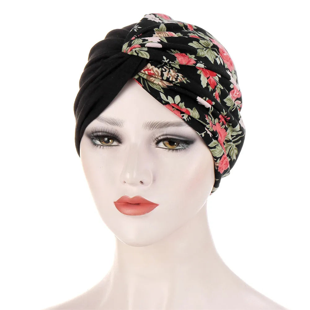 Twist Knot Muslim Women Print Indian Chemo Cap Bonnet Turban Underscarf Cancer Beanies Islamic Arab Strech Femme Headwear Scarf - NamafadStore